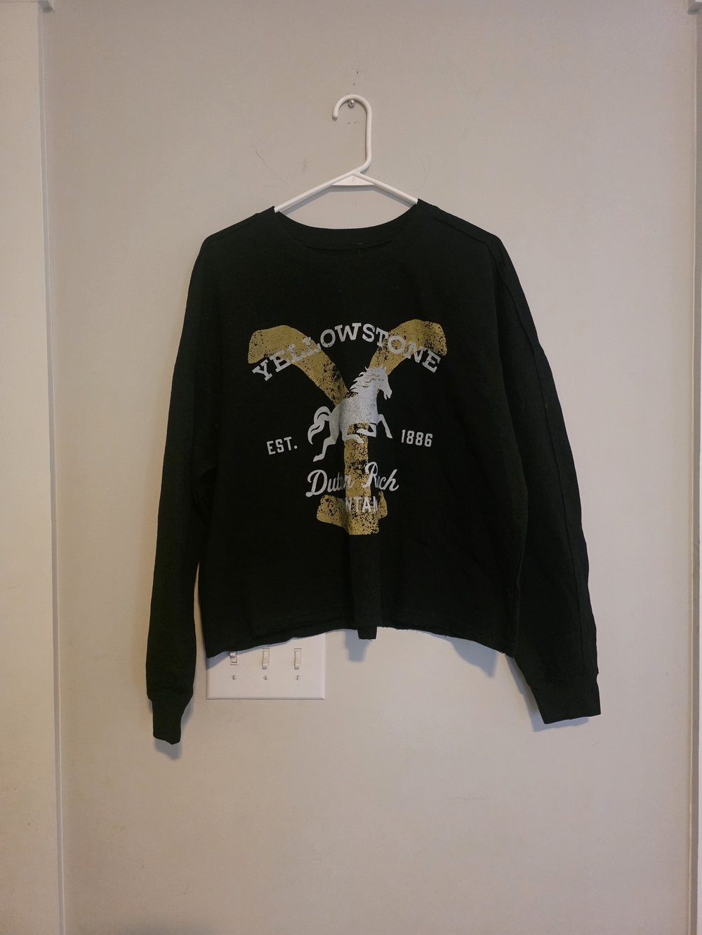 Yellowstone Dutton Ranch  Crewneck Sweatshirt - Black with Gold Accents